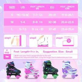 SMOOJOY Kids Roller Skates for Boys Girls, 4 Size Adjustable Roller Skates with Light Up Wheels for Kids Ages 5-8, Beginner RollerSkates for Outdoor Indoor Sports