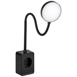 SEBSON LED Socket Light Dimmable Reading Lamp and Socket with USB-C Connection Flexible Gooseneck Neutral White 4,000 K Plug Lamp Night Light 4.5 W Black