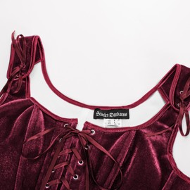 Scarlet Darkness Red Overbust Corset for Women Renaissance Corset Tops Vintage Velvet Bustier Bodice Wine Size 8