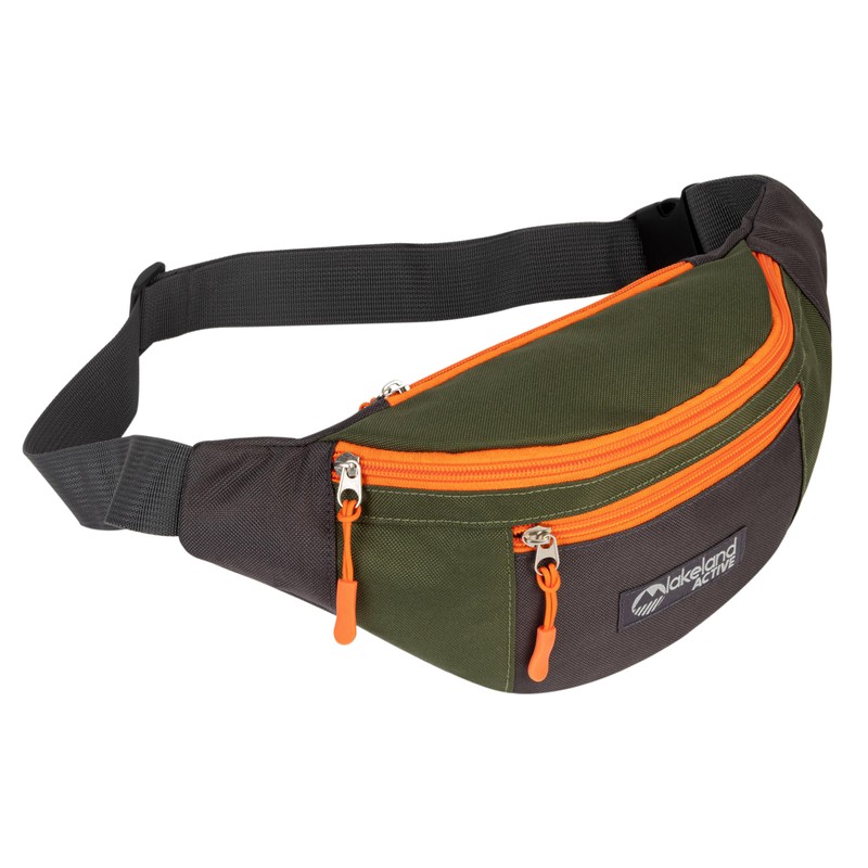 Lakeland Active Mossband Lightweight Bum Bag - Green/Grey/Orange