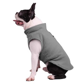 Hundepullover / Hunde-Sweatshirt, weiche Fleece-Weste, kaltes Wetter, Jacke mit Leinenring für kleine Hunde, mittelgroße Hunde (groß, grau)