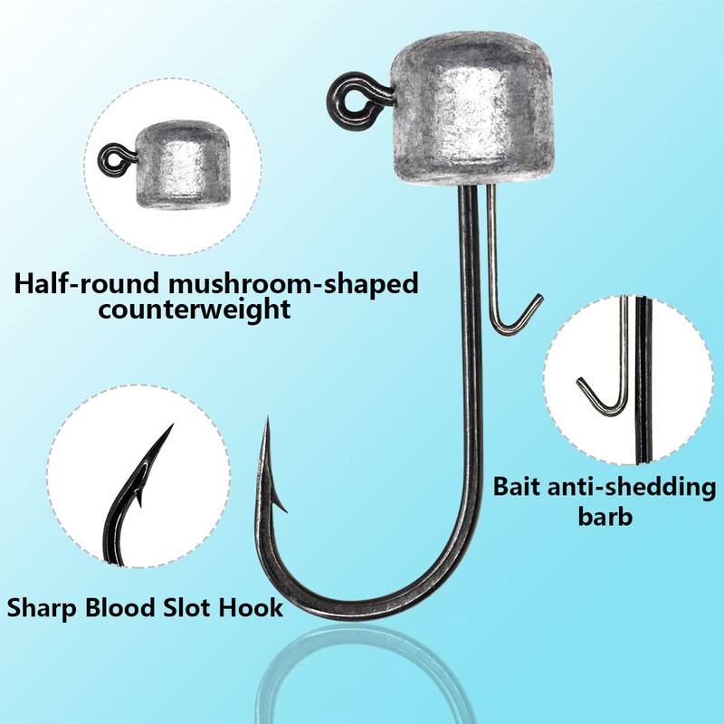 UperUper 50 Pack Ned Rig Jig Hook Kits, Jig Heads