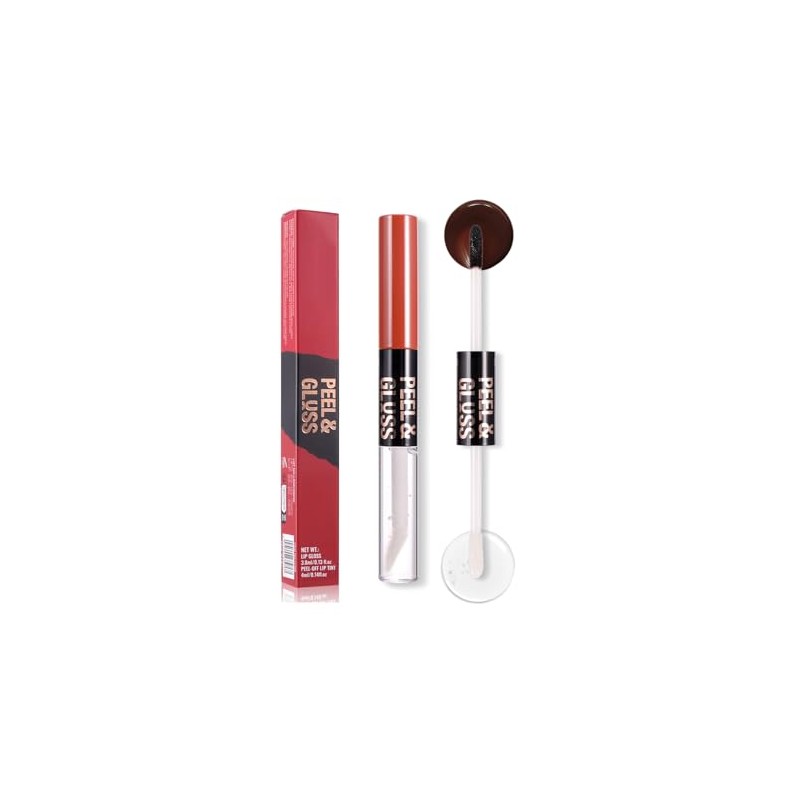 Labial Tipo Tinta Peel-Off Mate Doble Cabezal con Brillo, 07
