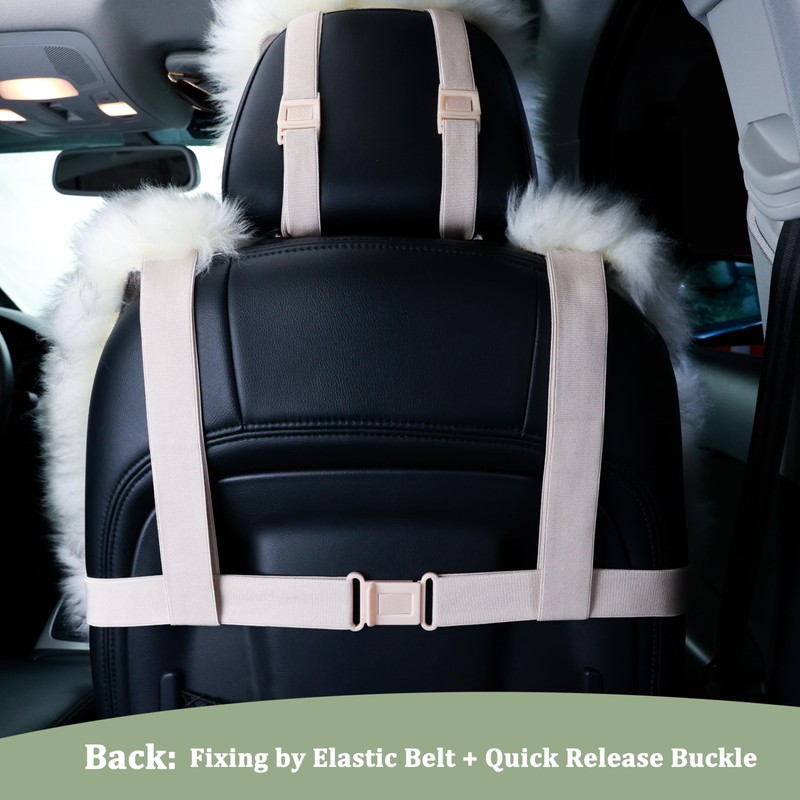 AOGELAN Fluffy Sheepskin Car Seat Cover, Fuzzy Long Wool Front
