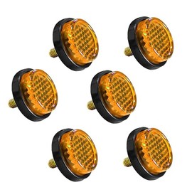 6 Pieces Mini Reflector Tag Bolt Screws for Motorcycle License Plate Frame Decorative, M5 Screw Tag Bolt Round Reflective for Bike, motobikes, Trailers, Trucks, Boats, SUV's, RV's (Yellow)