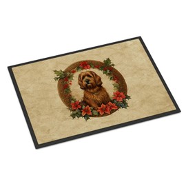 Caroline's Treasures DAC2332JMAT Briard Christmas Flowers Doormat Front Door Mat Indoor Outdoor Rugs for Entryway, Non Slip Washable Low Pile, 24H X 36W
