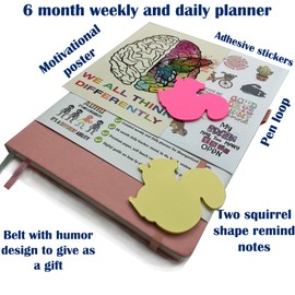 The ADHD Journal Planner for Adults - 6 Month Undated Weekly Daily Full Focus Planner Organizer Notebook - Organizing Solutions for People with ADHD and Neurodivergent Men and Women (Pink)
