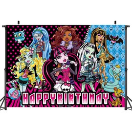 BZQCPLX Monster Photo Background, Monster Birthday Party Backdrop, Photo Backdrop Decorations Cartoon Theme Backdrop Happy Birthday Banner Party Decorations For Kids (5x3ft(150 x 100 cm))