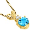 PEORA Swiss Blue Topaz with Genuine Diamond Pendant in 14