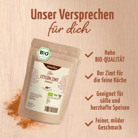vom-Achterhof Ceylon Zimt Bio gemahlen 100g | fein gemahlener Ceylon-Zimt in hoher Bio-Qualität | für süße & herzhafte Speisen | vom Achterhof