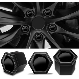 SkinoEu Wheel Nut Covers Locking Bolt Caps Universal Black Gloss 17mm NB 1