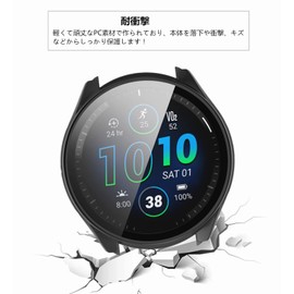 SHEAWA Garmin 965 Case Cover PC + Tempered Glass Film 9H Hardness Integrated Protective Case Protective Cover Shockproof Full Protection Accessories (Black)