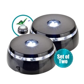 ASENTE 4 LED Display Base - Light Base for Glass Art - Lighted Glass Display and LED Base Light for Crystals, Figurines, and More - Lighted Display Stand w/ White Lights (2 Pack)