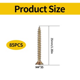 ZWFSDM M4*35 Self-Tapping Screws 85PCS - Corrosion Resistant Color Zinc Plated Carbon Steel Screws for Wood/Metal/Plastic - Ideal for Construction,Home Renovation & DIY Projects (Box of 85)
