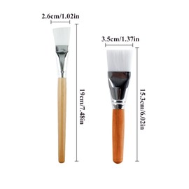 SIOPPKI Face Mask Brushes, 2 Pieces Natural Wood Professional Face Mask Brushes, Applicator Brush for Applying Face Masks, Eye Masks, Serum or DIY Cosmetic Makeup Tool