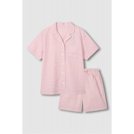 JAJU [JAJU/자주] ★온라인 단독★ 여 시어서커 체크 5부 파자마 세트_라이트 핑크 [JAJU] ★Online Exclusive★ Women's Seersucker Check 5-Part Pajama Set_Light Pink