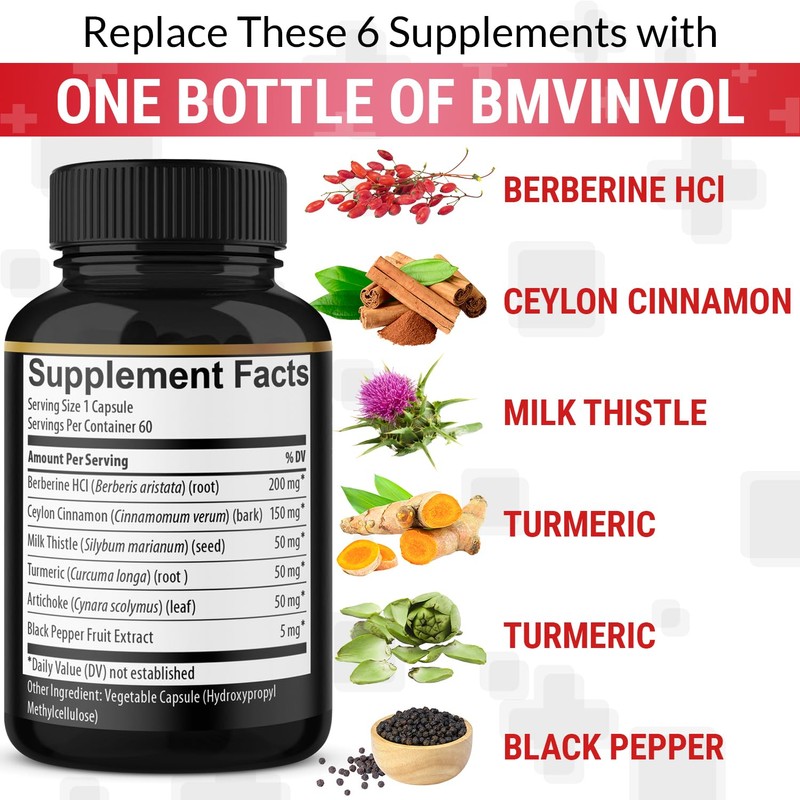 Berberine with Ceylon Cinnamon, Turmeric, Milk Thistle, Artichoke, Black Pepper