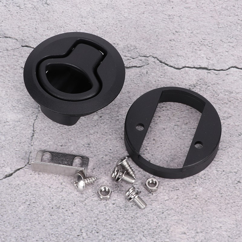 Round Black Flush Pull Slam Latch Deck Hatch Handle Lock