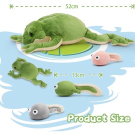 MorisMos 52 cm Long Frog Cuddly Toy XXL, Plush Frog with 4 Babies (3 Tadpoles and 1 Small Frog), Large Frog Frog Plush Toy, Cuddly Toy, Soft Doll Cushion Toy for Boys