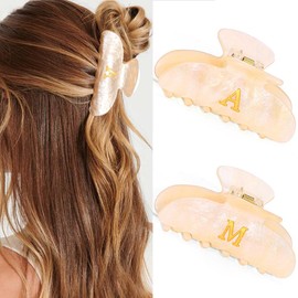 BARTOSI Acrylic Claw Clips Cute Hair Clip Medium Hair Claw Clips Fashion Hair Accessories for Women and Girls (Pack of 2) (Set 2)