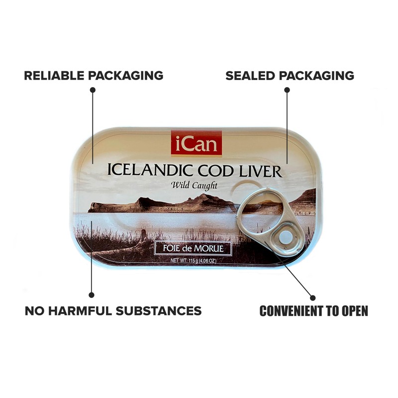 Wild Cod Liver Canned From Iceland 4.06 oz pack of