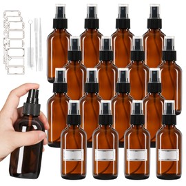 Jaisie.W 120ml Glass Spray Bottles with Fine Mist Sprayer 16Pack, Small Amber Glass Spray Bottles 4 oz for Perfumes,Cleaning Products,Pet Spray (4fl.oz, Set of 16)