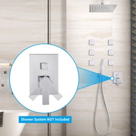 SKOWLL Shower Valve Kit 3 Function Shower Control Valve Wall Mount with Single Handle Bathtub Water Control Valve Trim, Polished Chrome