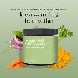 Kroma Vegetable Broth, Gluten Free, Vegan Food, Veggie Powder Mix with Red Miso, Veggies, Herbs, Plant Protein & other Organic Ingredients, Supports Gut Health, Immunity & Energy, 12 Servings