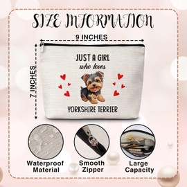 Dog Lover Gift Makeup Bags, Just A Girl Who Loves Dogs Cosmetic Bag, Yorkshire Terrier Makeup Pouch Gifts for Dog Lovers Pet Owners, Birthday Christmas Gifts for Girls Women Friends -60