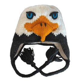 Arts of Ecuador Adult Size Bald Eagle Hat, 20 Inch in Circumference and Stretch to 23 Inch, Wool with Acrylic Lining