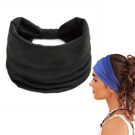 Headband, Elastic Exercise Headbands for Women, Non-Slip Soft Headbands, Suitable for Yoga Fitness Tennis Sports Running (Black)