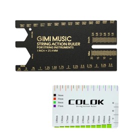 GIMI Multi-functional Guitar String Ruler String Action Ruler Aluminum Alloy Guitar String Height Adjustment Stringed Instrument Fret Saddle Nut Height Fine Adjustment Precision Scale Black Gold Color