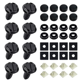 Mearo 8Sets Screws for License Plates, License Plate Screw Kit, Stainless Steel License Plate Screws, Car Accessories Rust-Proof License Plate Bolts for Front Rear Frame Holder Mounting (K5-Black)