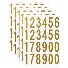 ONLYKXY 5sheet 0-9 Small Vinyl Self Adhesive Mailbox Number Sticker Waterproof 1x2in Space Decal Organizing Labble Tag for Address Window Door Car Sign Marking Scrapbook(Gold)
