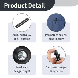 Mini Torch, 3.5" Small Pocket Torch, LED Flashlight with Pocket Clip, Ultra Bright Waterproof LED Pen Torch Light for Household Workshop Outdoor Activities Hiking Camping Cycling and Emergency Use