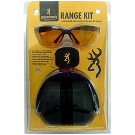 Browning Range Kit Shooting Glasses, Foam Earplugs, and Adjustable-fit Earmuffs Combo Pack