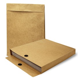 Cheardia 30 Pack Expandable Kraft Envelopes 13 x 9.4 Inch, Large Heavy-Duty Hook-and-Loop Fastener Mailing Envelopes 200gsm Tear-Resistant File Storage for Office Documents, Photos, Organizing (Brown)