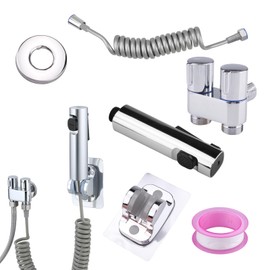 suaywo Bidet Hand Shower Set Hand Shower for Sink Bidet Stainless Steel Hand Shower Double Jet Mode Nozzle with 2 m Spring Tube Suitable for Bathrooms and Toilets