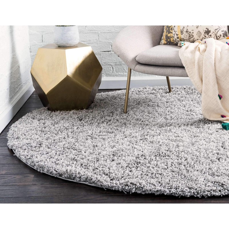 Unique Loom Solid Shag Collection Area Rug (6' 1" Round,