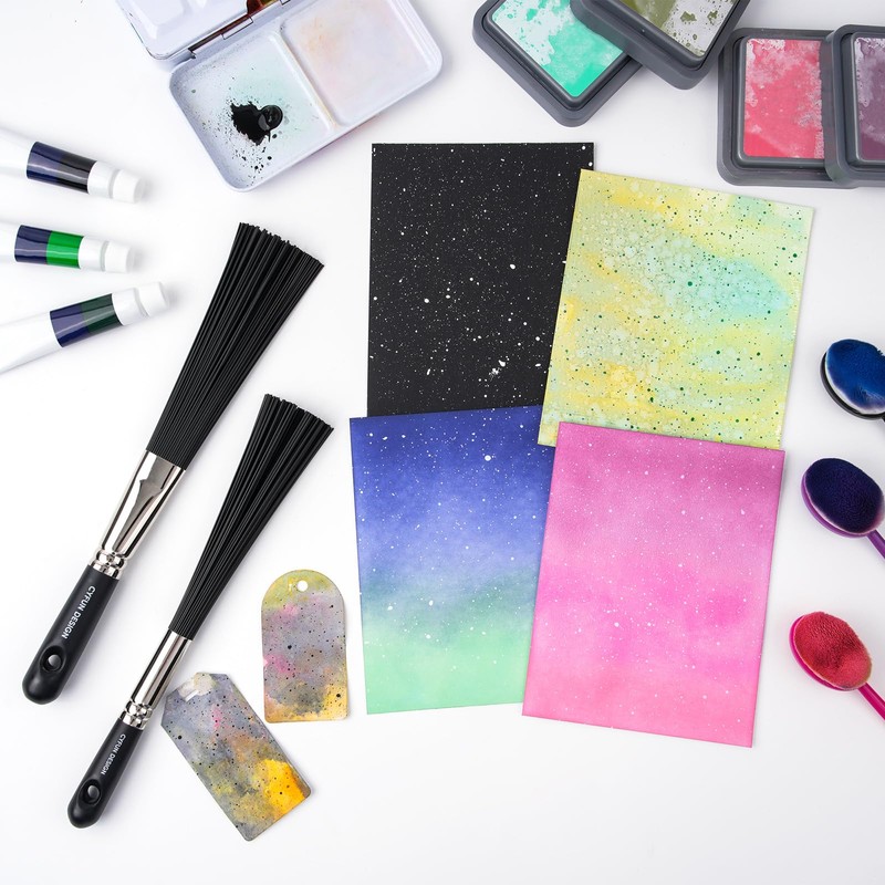 2Pcs/Set Splatter Brush Abstract Art Brush |Flat/Round Splatter Brush| for