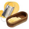 TAMUME Stainless Steel Hand Grater with Integrated Wooden Container