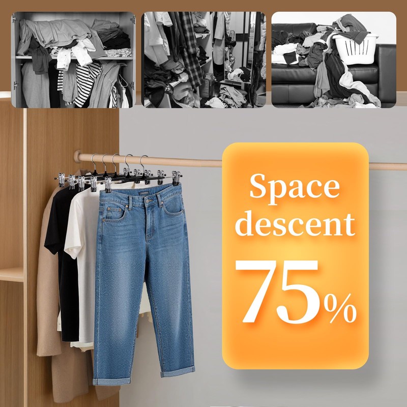 Pants Hangers with Clips 20 Pack Non-Slip Shorts Hangers 12