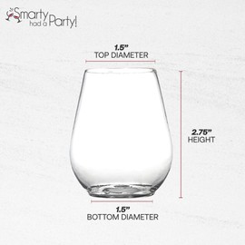 Smarty Had A Party Elegant Plastic Wine Glasses Disposable, Clear Disposable Cups, Durable Disposable Cocktail Cups, Party Cups (32 Glasses (16 oz Wine Glasses) Clear with Gold)