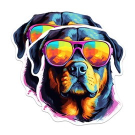(2 Pack) Rottweiler Dog Stickers - Rottweiler with Sunglasses - Choose FromOver 100 Dog Breeds - 5 Inches On Longest Side - Premium Vinyl - Made in USA - BMCS0390