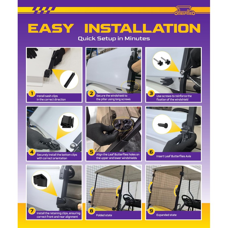 Upgrade Golf Cart Windshield for YAMAHA G29/Drive 2007-2016 Gas/Electric Models,