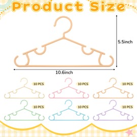 Hsei 60 Pack Baby Plastic Hangers for Closet, No Slip Kids Toddler Hangers, Ideal for Nursery Children Infant Boys and Girls Clothing, Coats, Skirts, Suits Organizer (Macaron)