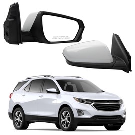 Dasbecan Left Driver Side Mirror Compatible With 2018-2023 Chevy Equinox GMC Terrain Rearview Mirror With Heated Glass/Power Glass/Manual Folding Replace# GM1320560 (5pin) White Paint
