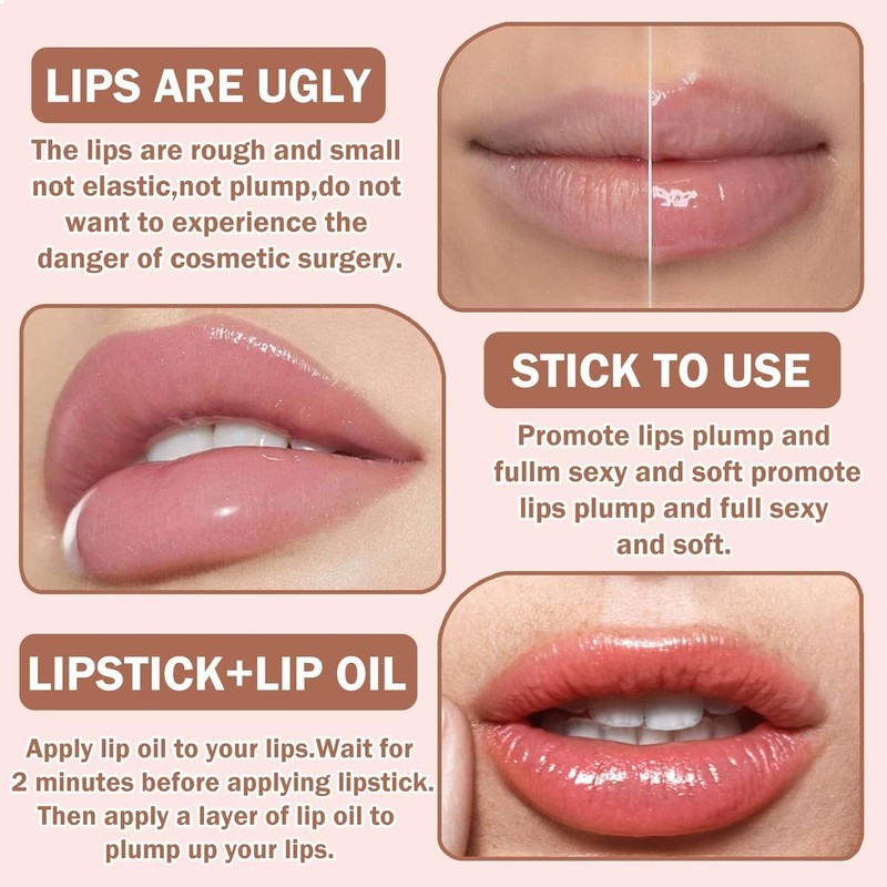 Lip Plumper, 2PCS De Suero Natural Para El Cuidado Brillo