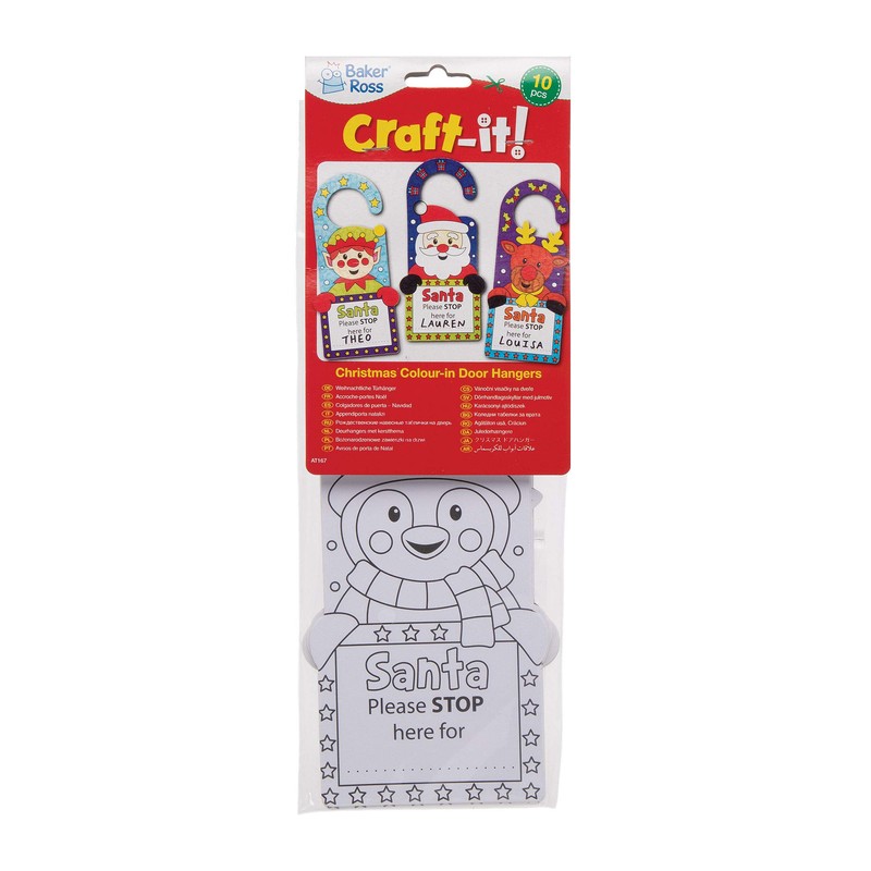 Baker Ross AT167 Christmas Colour in Door Hangers-Pack of 10,