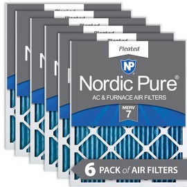 Nordic Pure 16x25x1 MERV 7 Pleated AC Furnace Air Filters 6 Pack